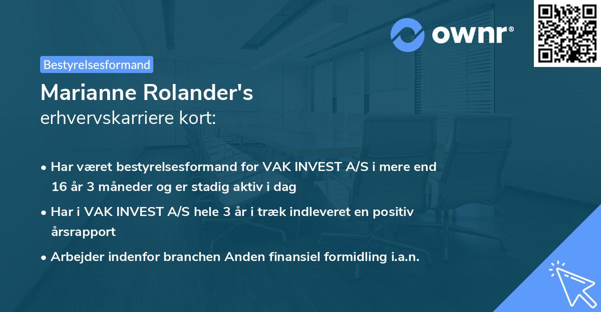 Marianne Rolander's erhvervskarriere kort