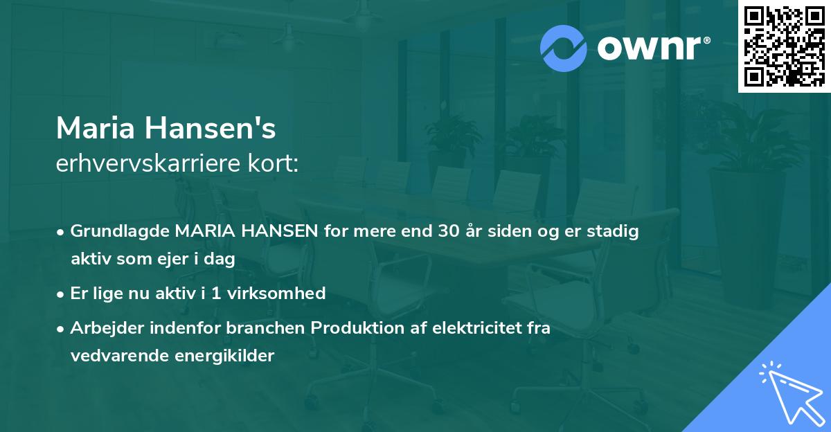 Maria Hansen's erhvervskarriere kort