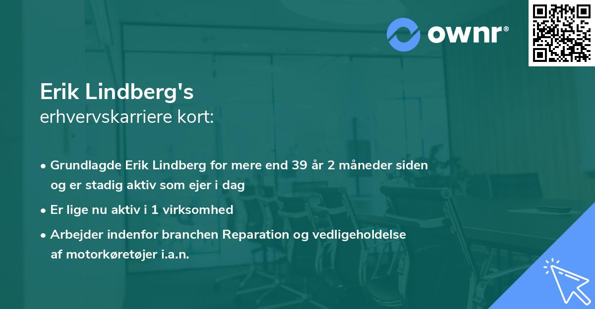 Erik Lindberg's erhvervskarriere kort