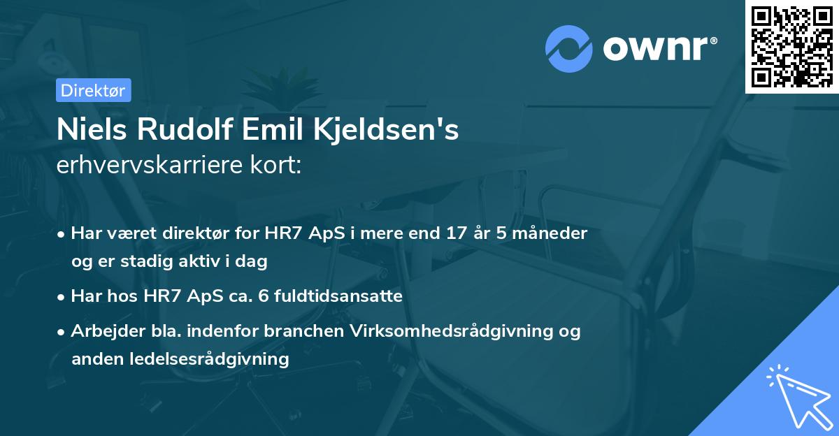 Niels Rudolf Emil Kjeldsen's erhvervskarriere kort