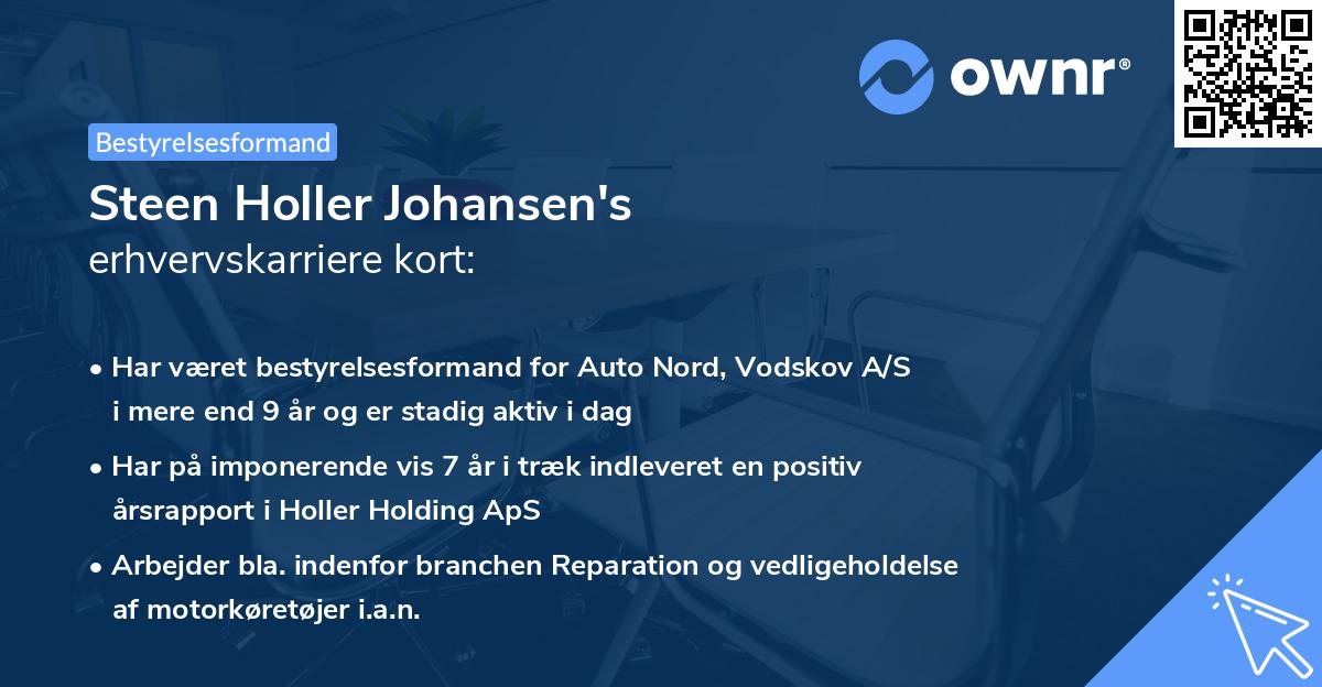 Steen Holler Johansen's erhvervskarriere kort