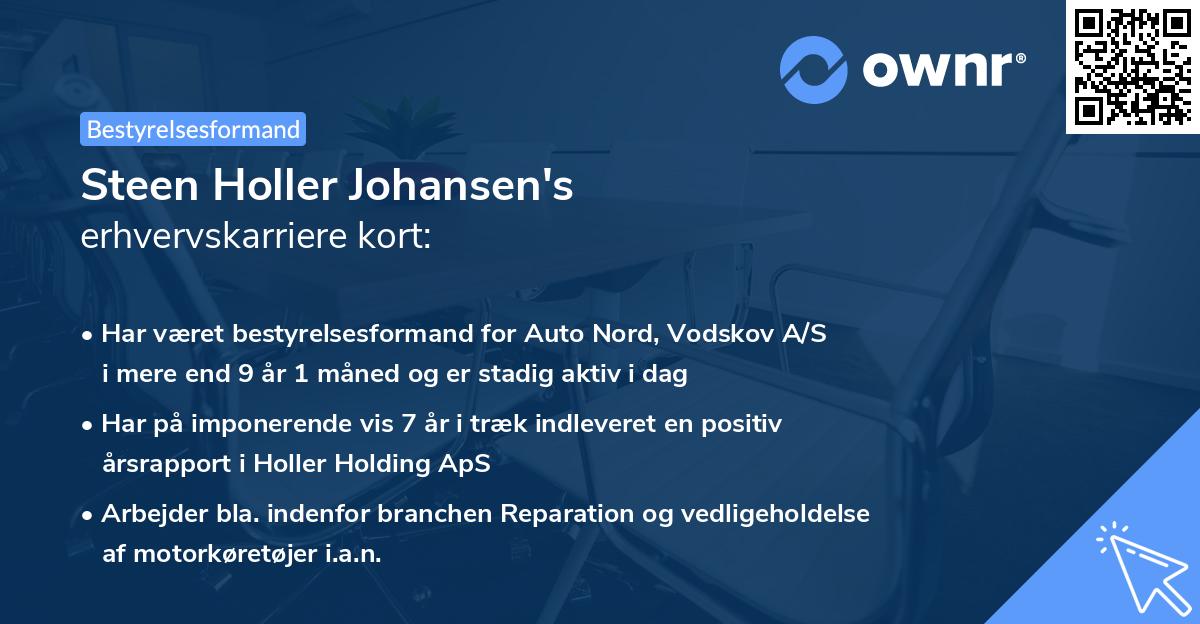 Steen Holler Johansen's erhvervskarriere kort