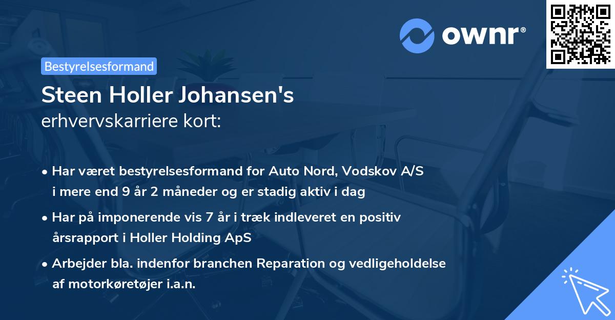 Steen Holler Johansen's erhvervskarriere kort