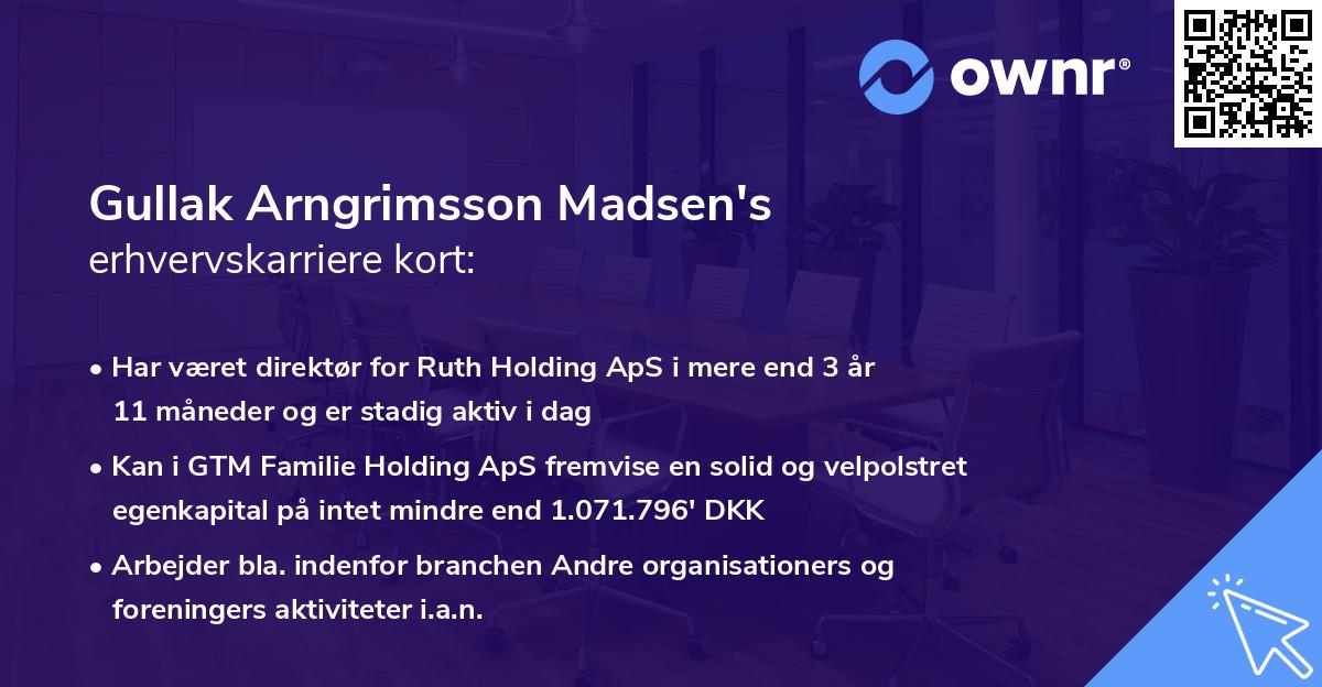Gullak Arngrimsson Madsen's erhvervskarriere kort
