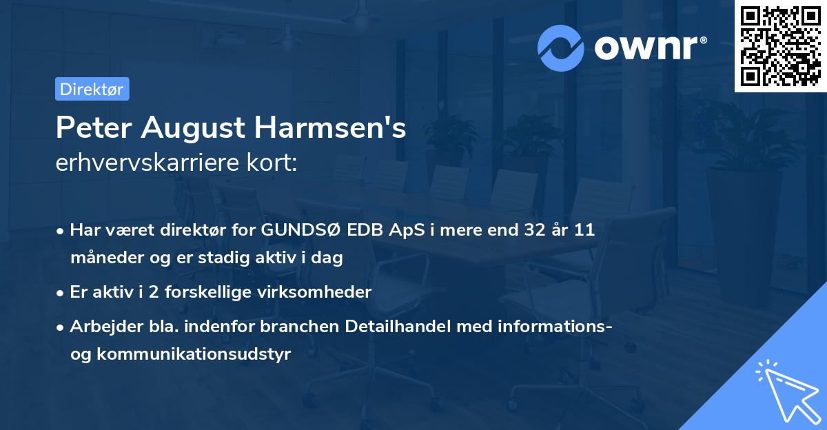 Peter August Harmsen's erhvervskarriere kort