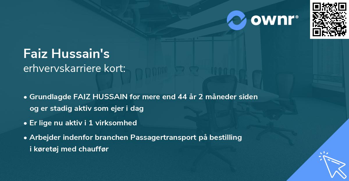Faiz Hussain's erhvervskarriere kort
