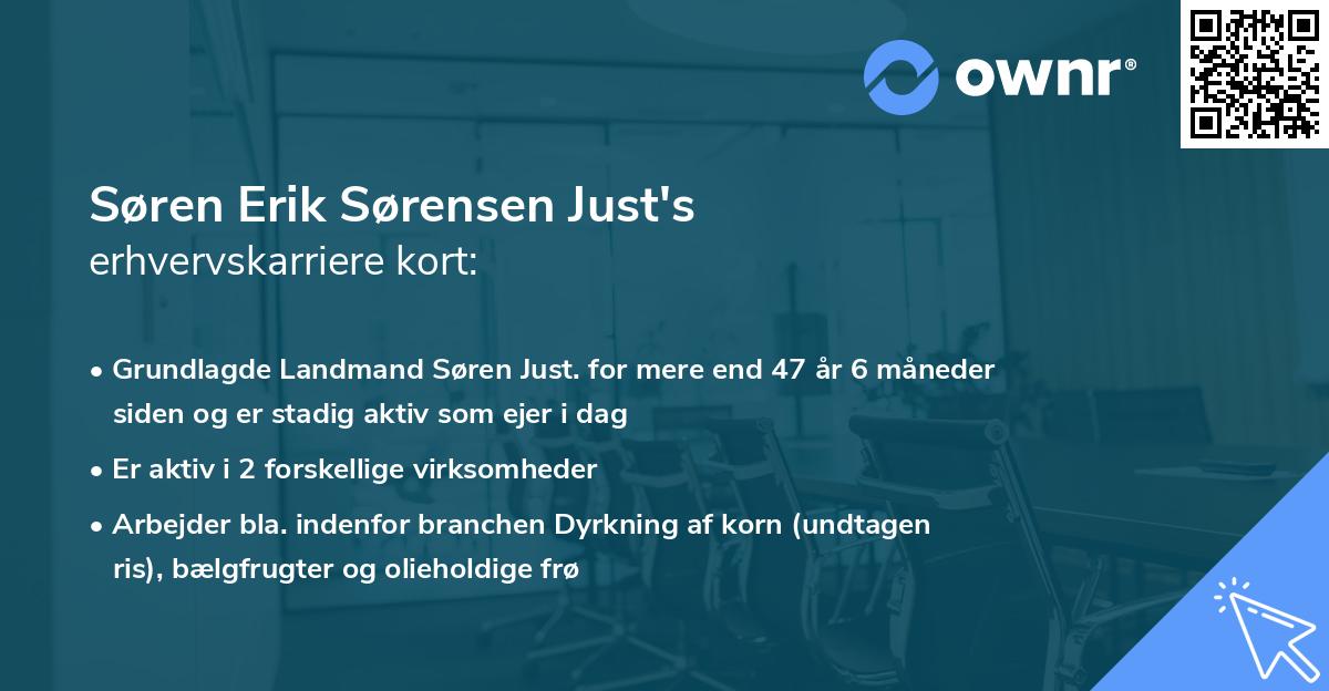 Søren Erik Sørensen Just's erhvervskarriere kort