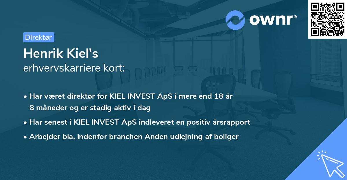 Henrik Kiel's erhvervskarriere kort