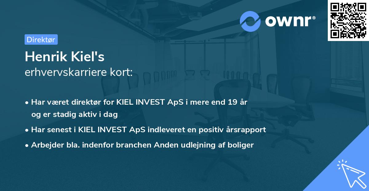 Henrik Kiel's erhvervskarriere kort