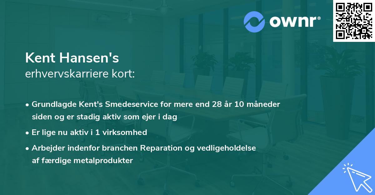 Kent Hansen's erhvervskarriere kort