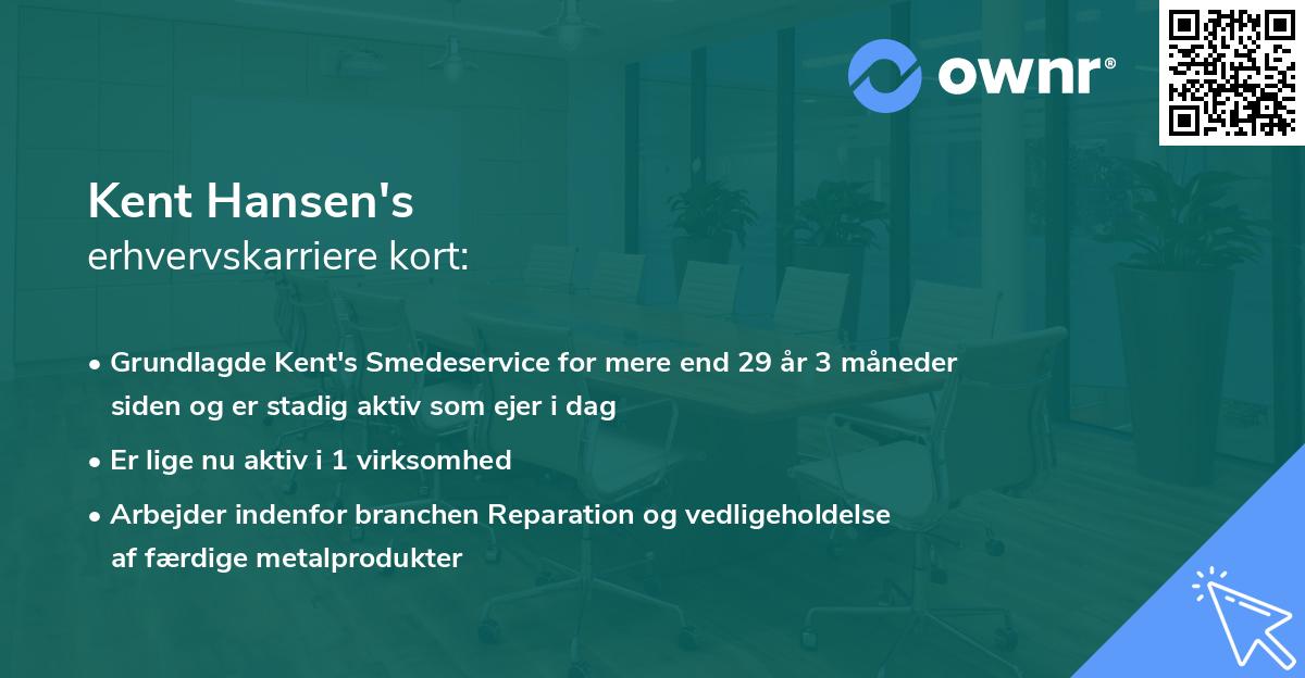 Kent Hansen's erhvervskarriere kort