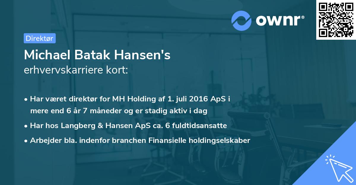 Michael Batak Hansen's erhvervskarriere kort