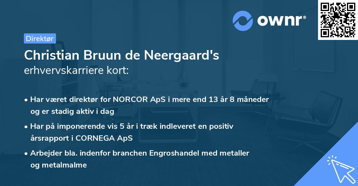 Christian Bruun de Neergaard's erhvervskarriere kort