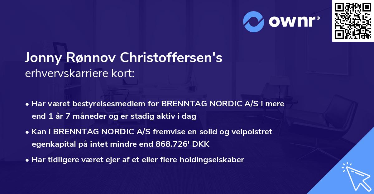 Jonny Rønnov Christoffersen's erhvervskarriere kort