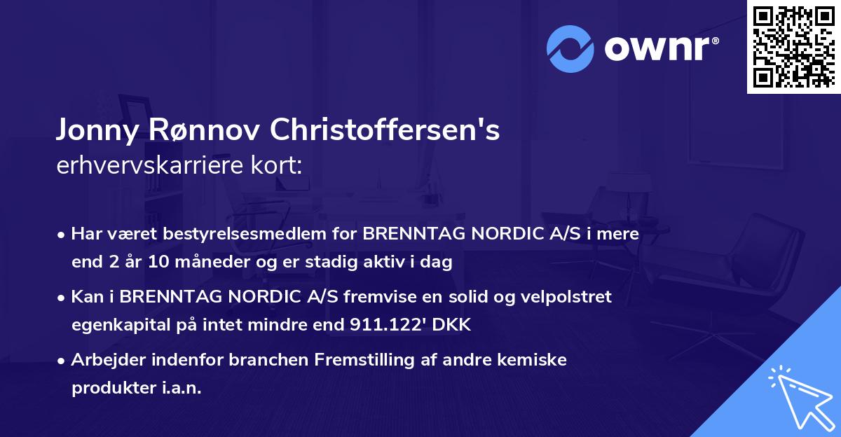 Jonny Rønnov Christoffersen's erhvervskarriere kort