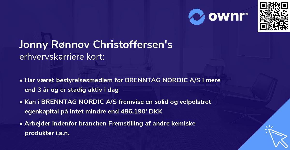 Jonny Rønnov Christoffersen's erhvervskarriere kort