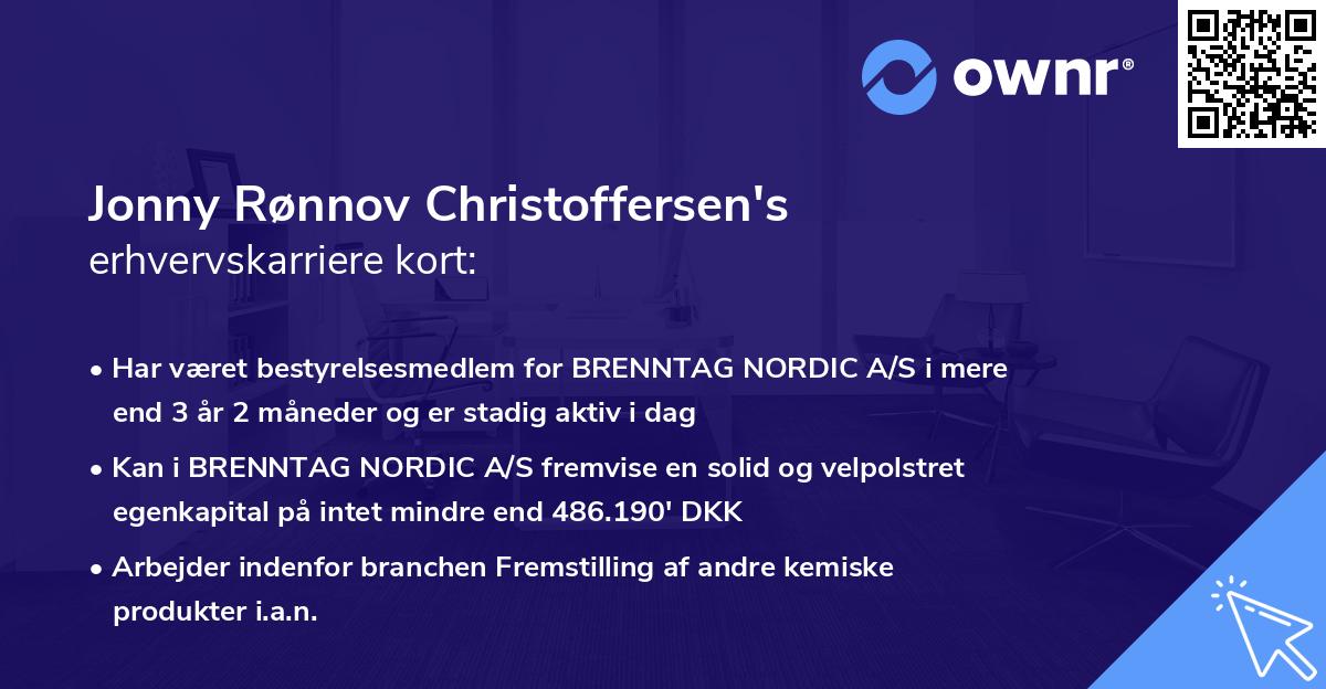 Jonny Rønnov Christoffersen's erhvervskarriere kort
