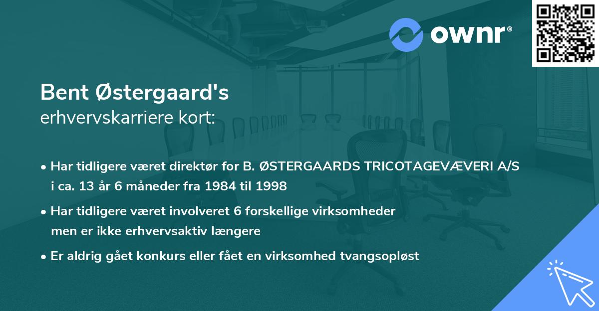 Bent Østergaard's erhvervskarriere kort