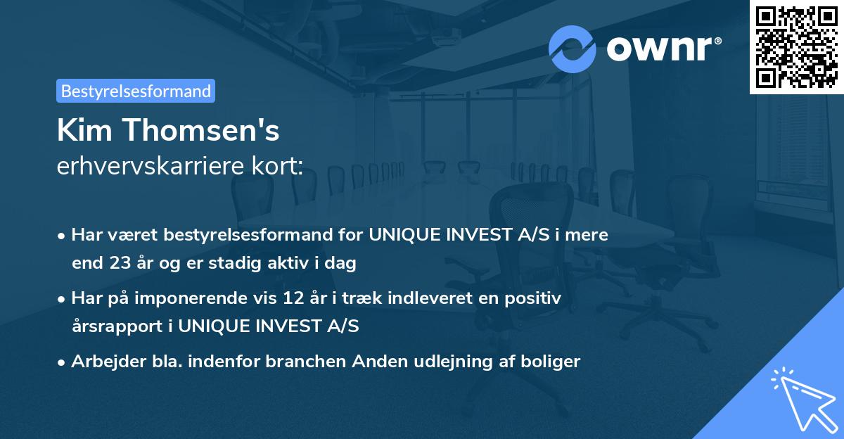 Kim Thomsen's erhvervskarriere kort