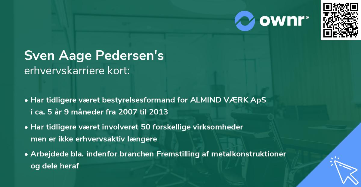 Sven Aage Pedersen's erhvervskarriere kort