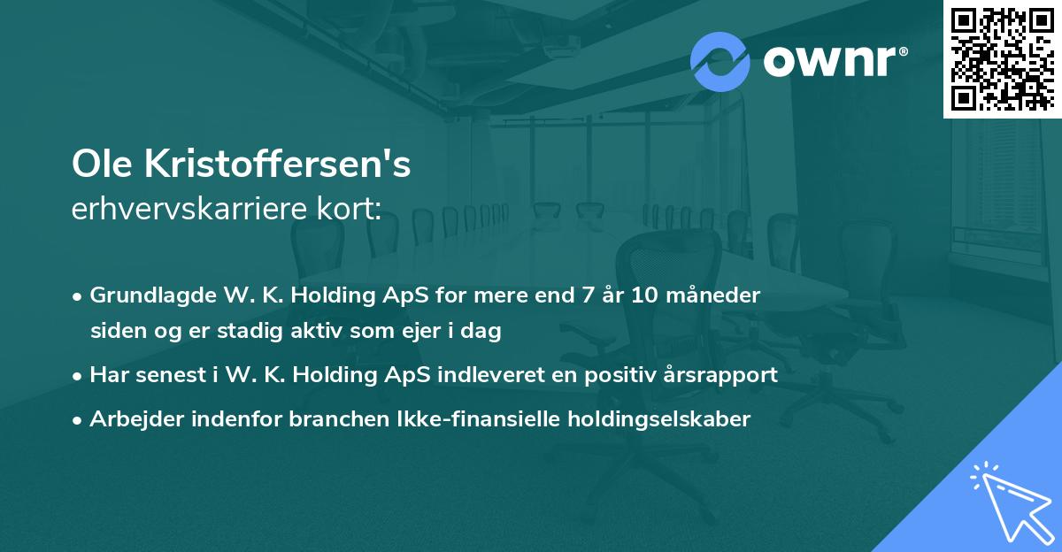 Ole Kristoffersen's erhvervskarriere kort