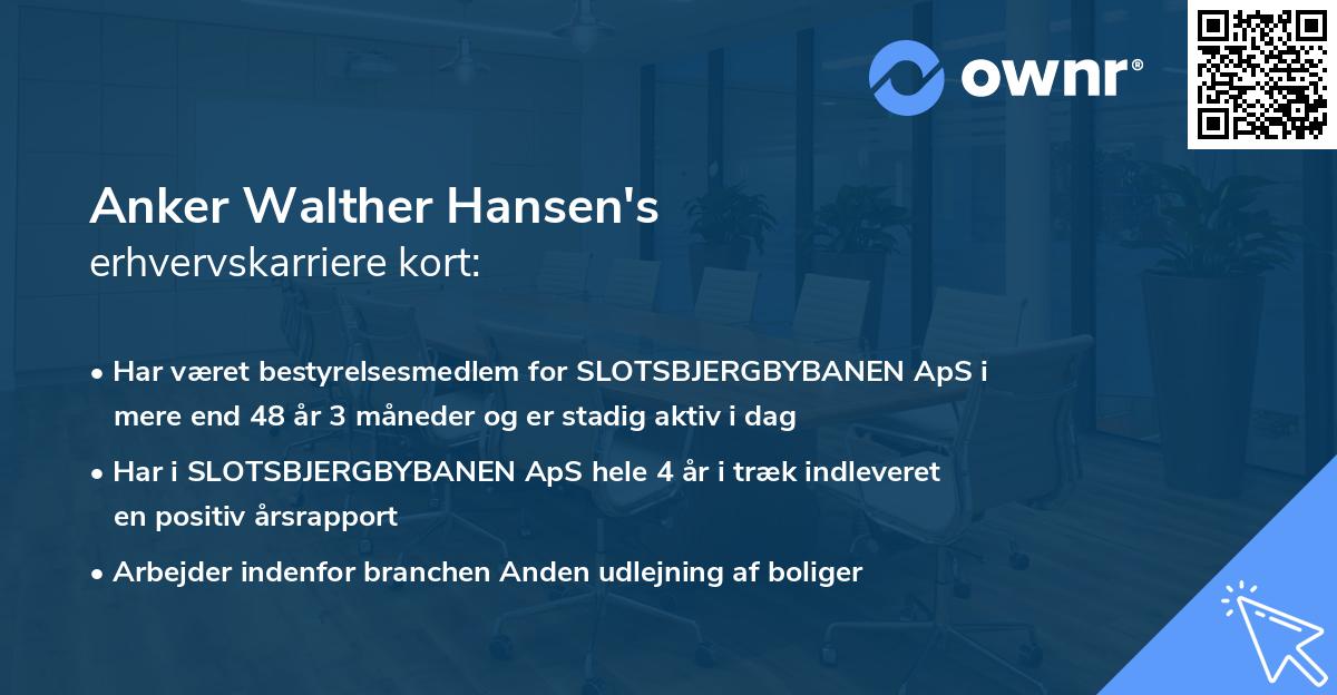 Anker Walther Hansen's erhvervskarriere kort