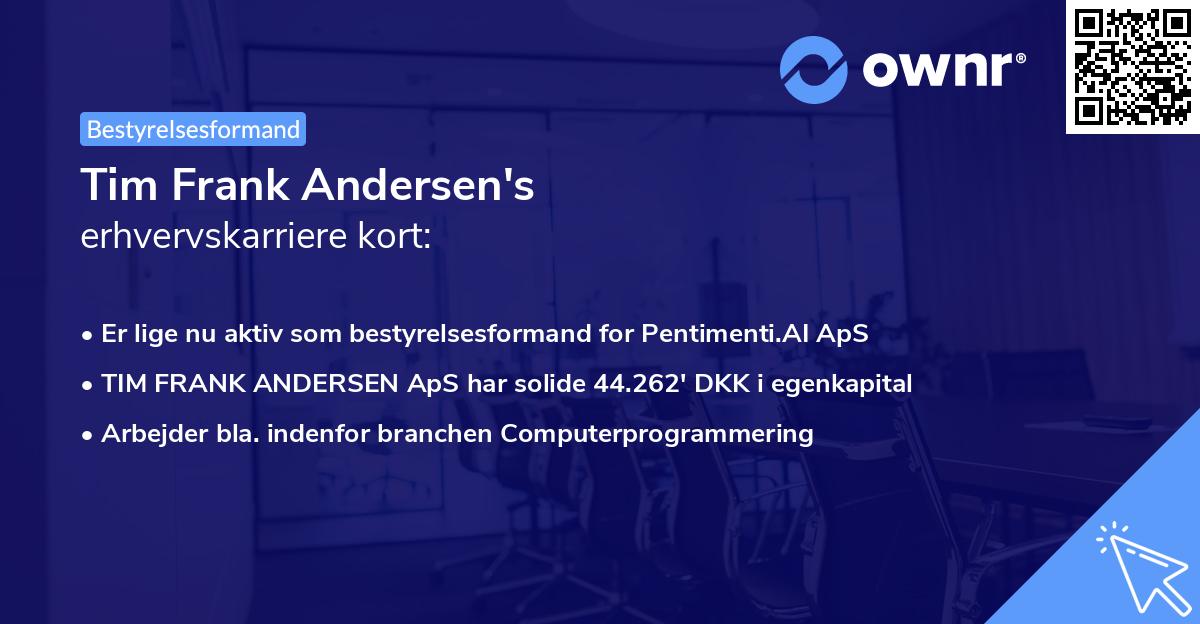 Tim Frank Andersen's erhvervskarriere kort