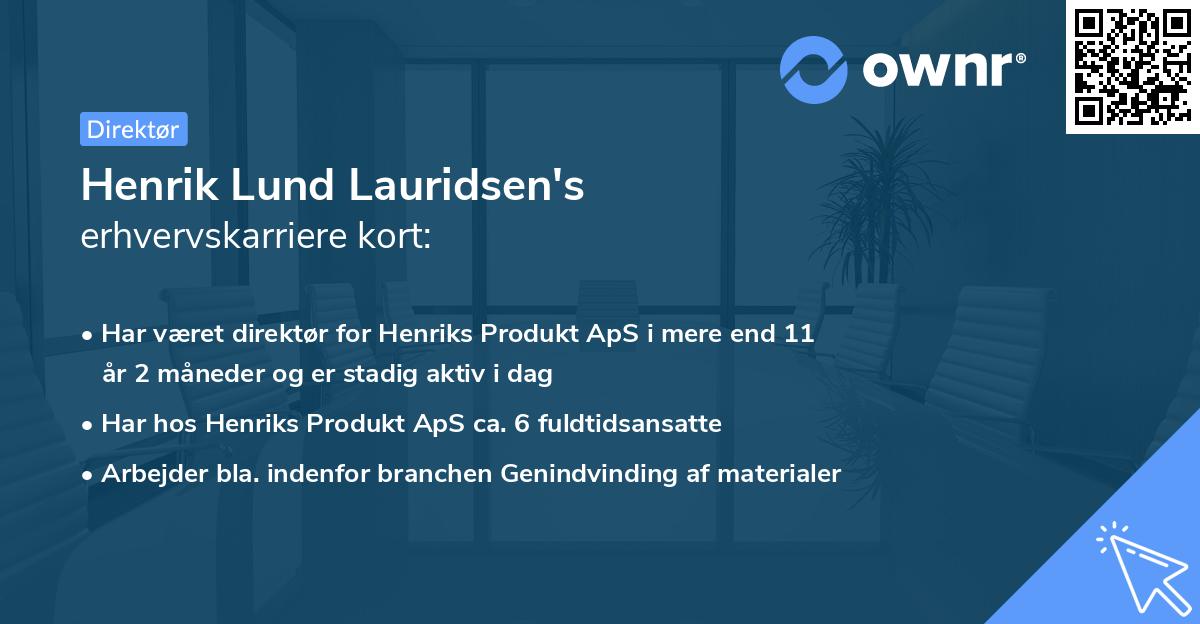 Henrik Lund Lauridsen's erhvervskarriere kort