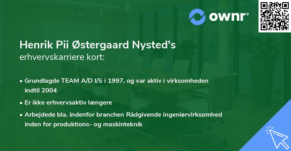 Henrik Pii Østergaard Nysted's erhvervskarriere kort