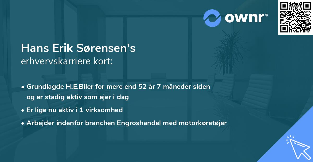Hans Erik Sørensen's erhvervskarriere kort