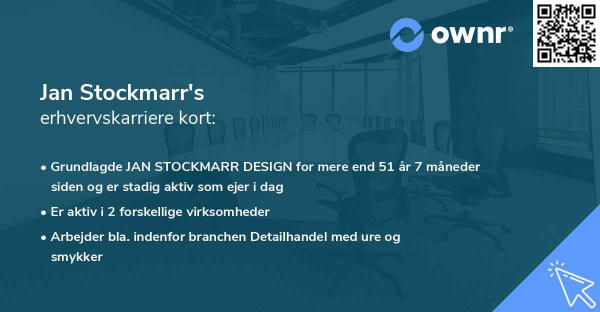 Jan Stockmarr's erhvervskarriere kort