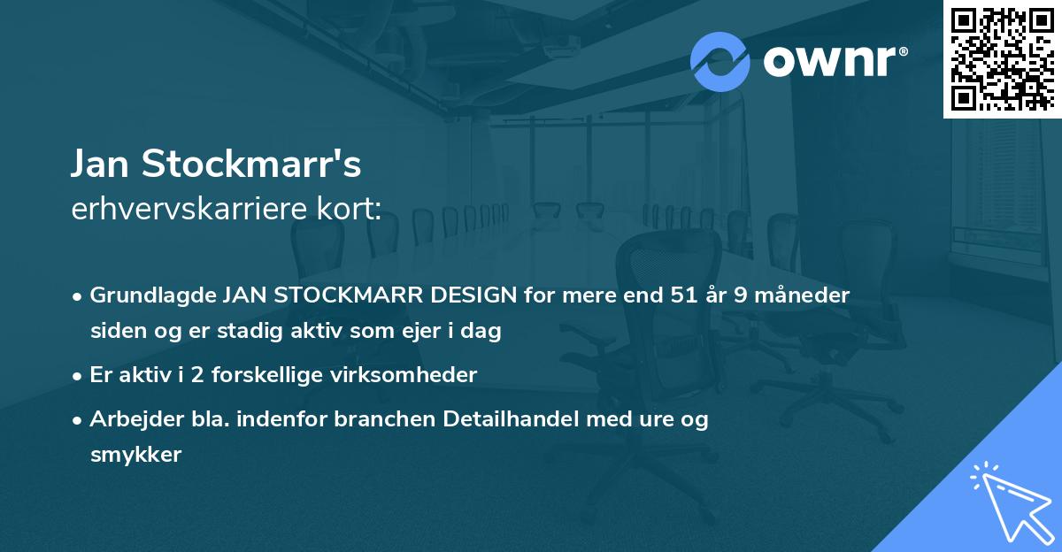 Jan Stockmarr's erhvervskarriere kort
