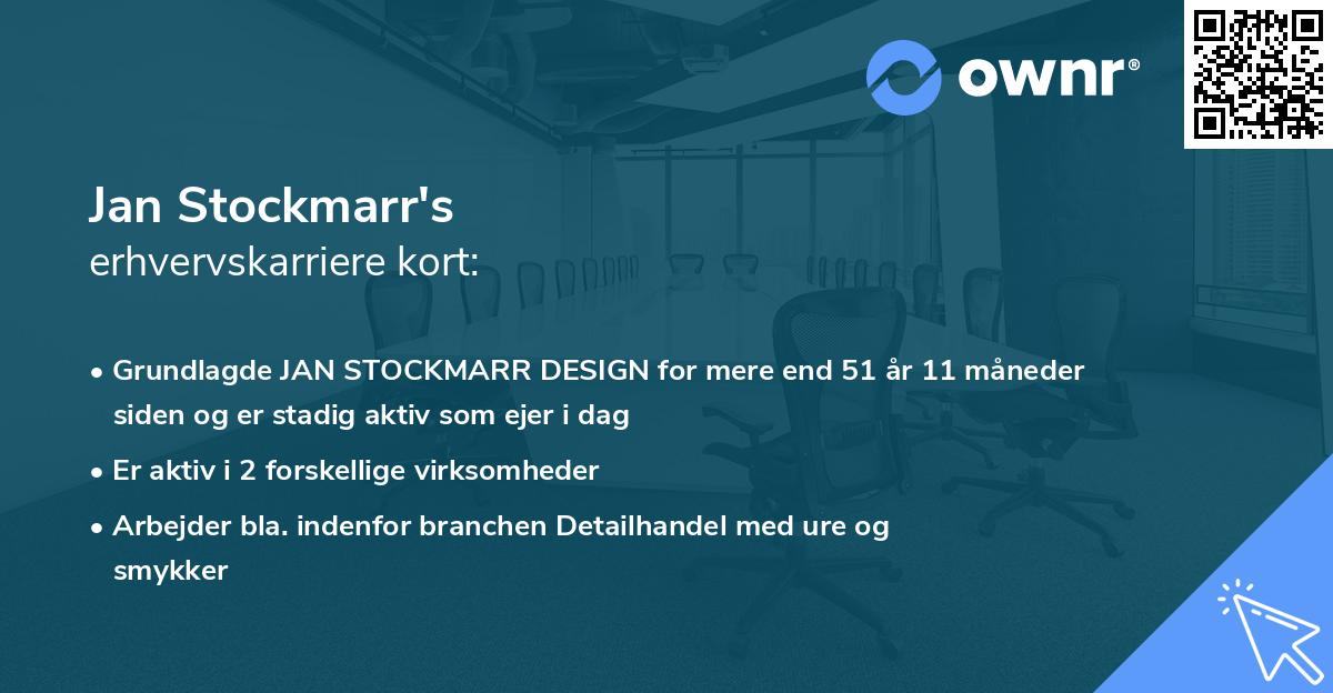 Jan Stockmarr's erhvervskarriere kort