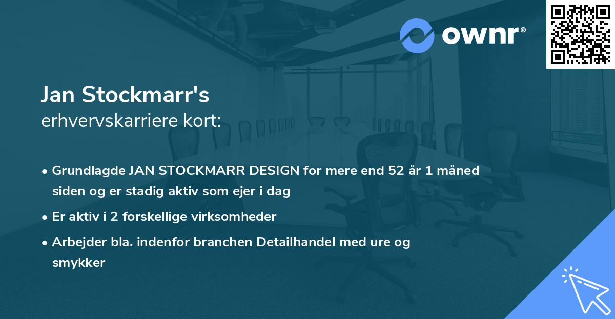 Jan Stockmarr's erhvervskarriere kort