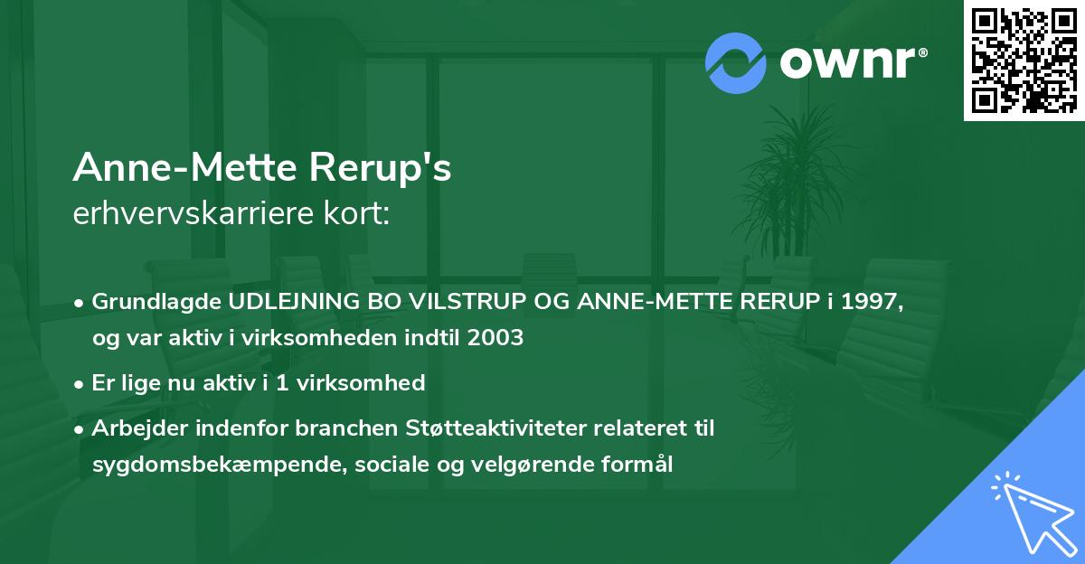 Anne-Mette Rerup's erhvervskarriere kort