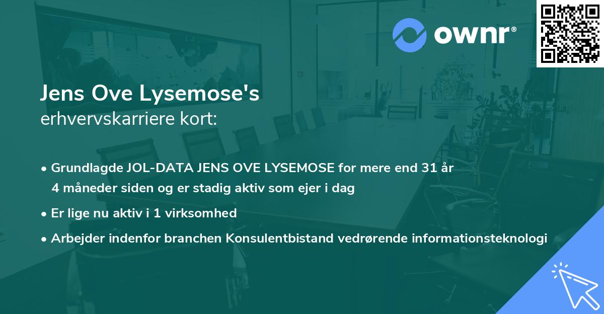 Jens Ove Lysemose's erhvervskarriere kort