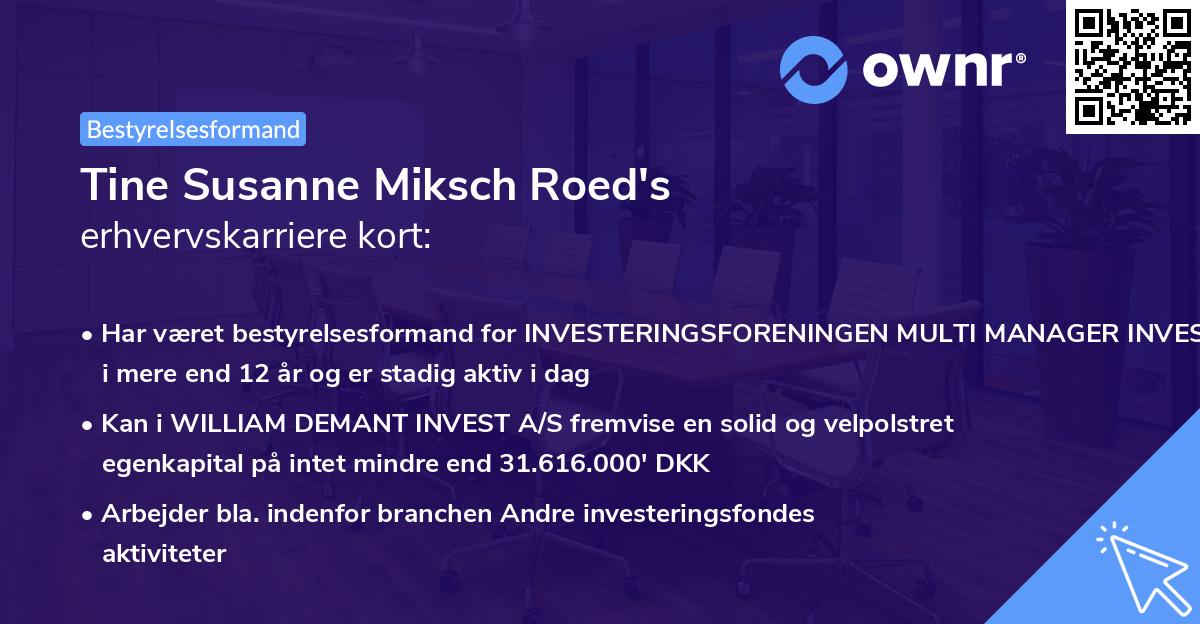 Tine Susanne Miksch Roed's erhvervskarriere kort