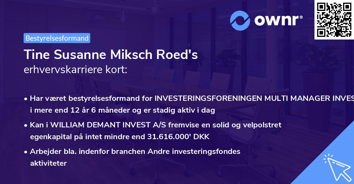 Tine Susanne Miksch Roed's erhvervskarriere kort