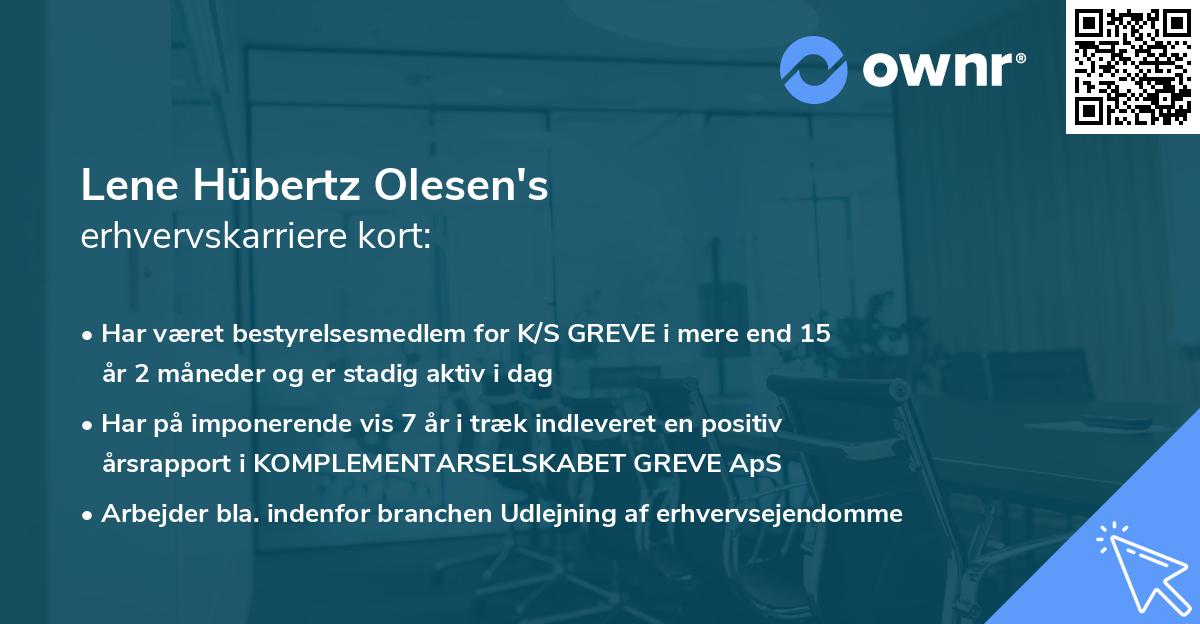 Lene Hübertz Olesen's erhvervskarriere kort