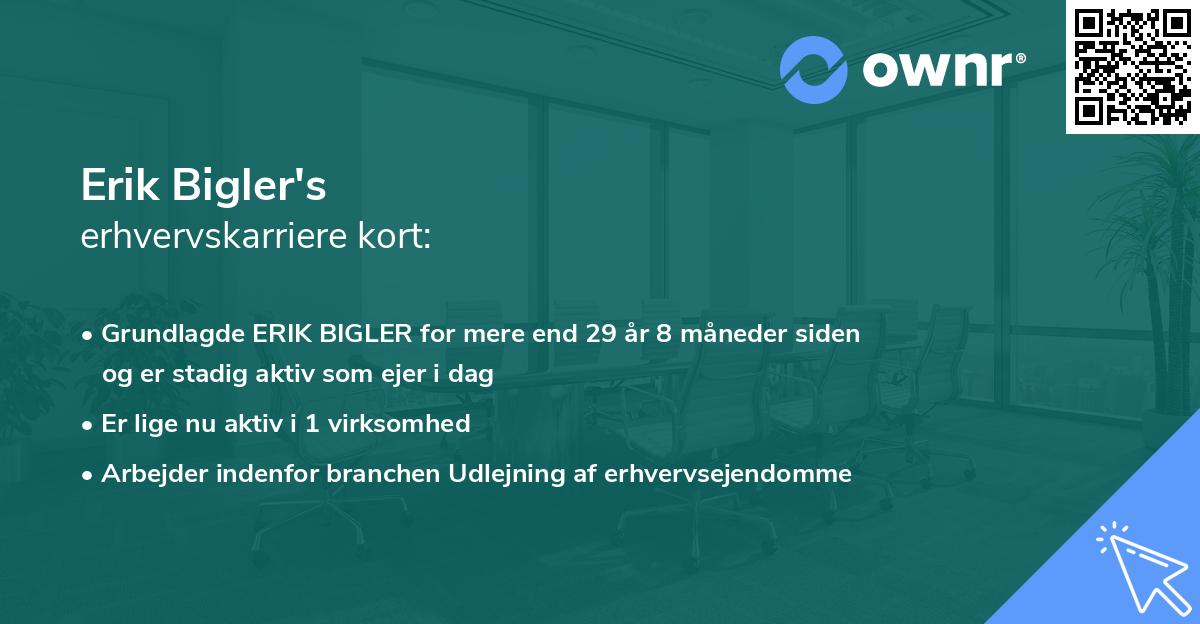 Erik Bigler's erhvervskarriere kort