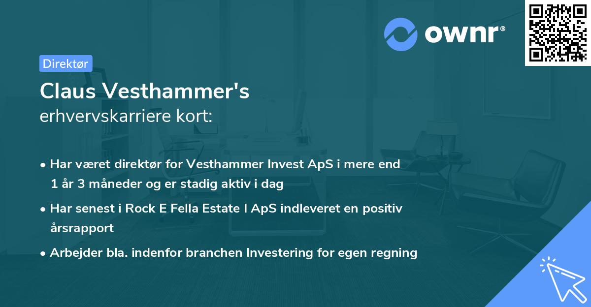 Claus Vesthammer's erhvervskarriere kort