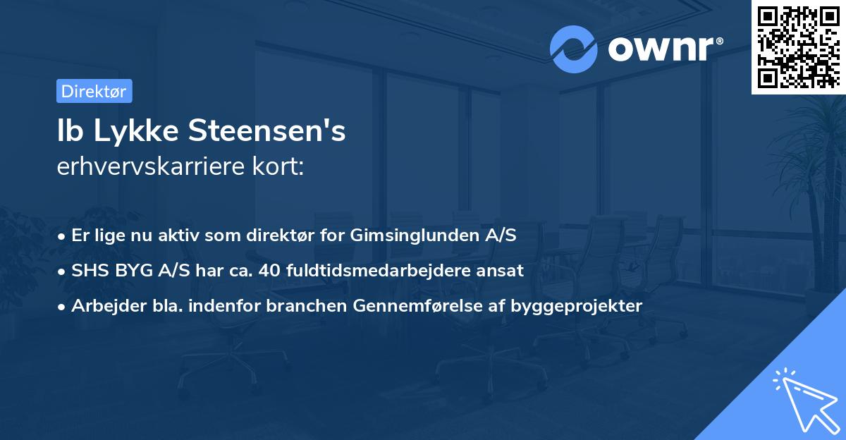 Ib Lykke Steensen's erhvervskarriere kort