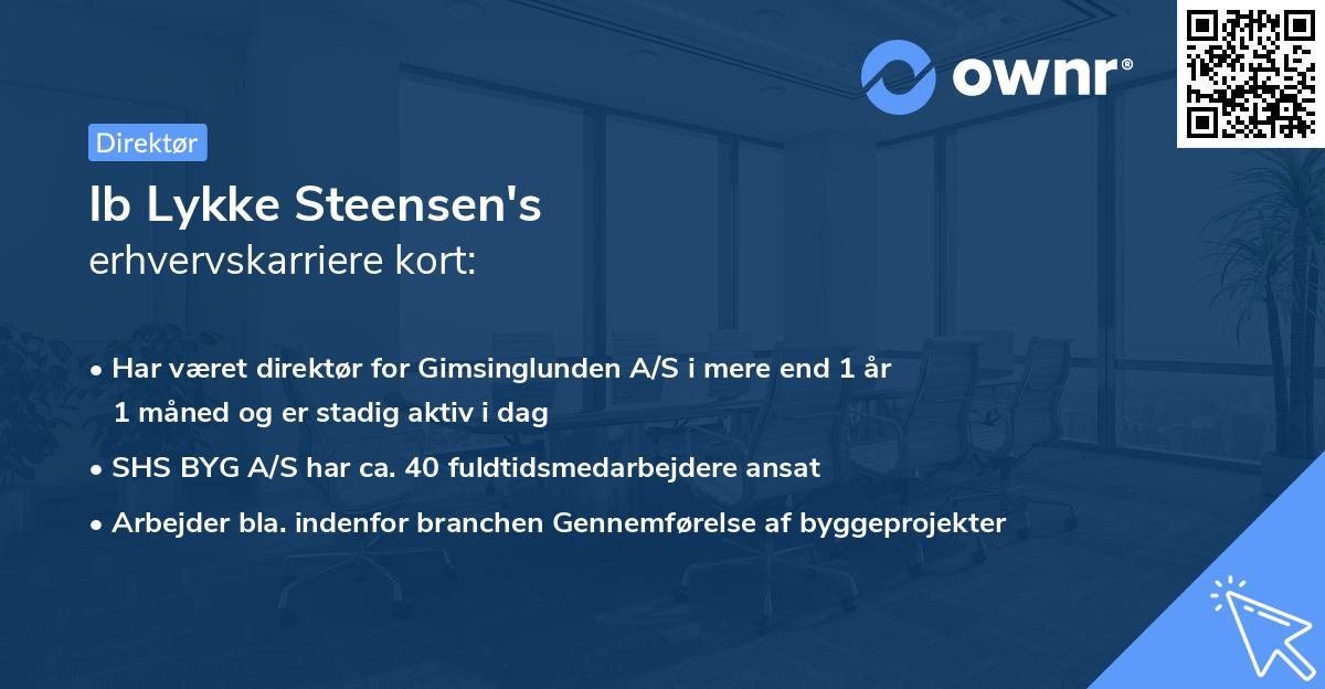 Ib Lykke Steensen's erhvervskarriere kort