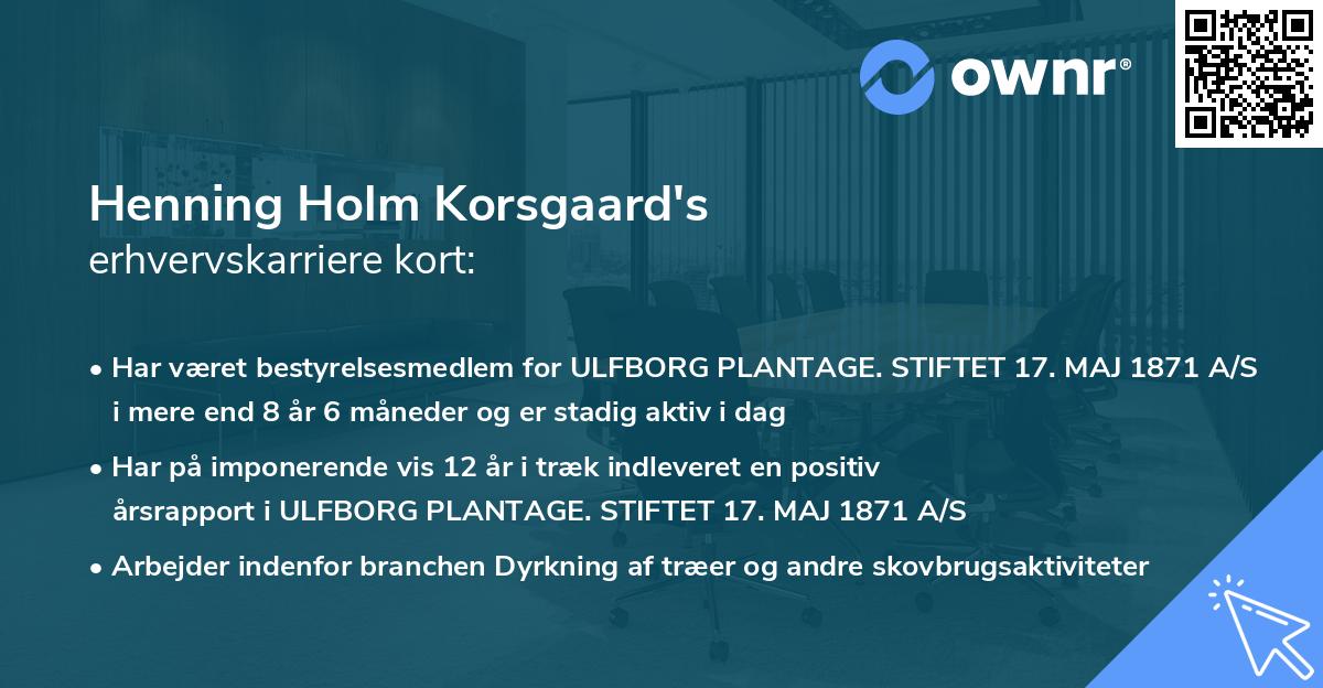 Henning Holm Korsgaard's erhvervskarriere kort