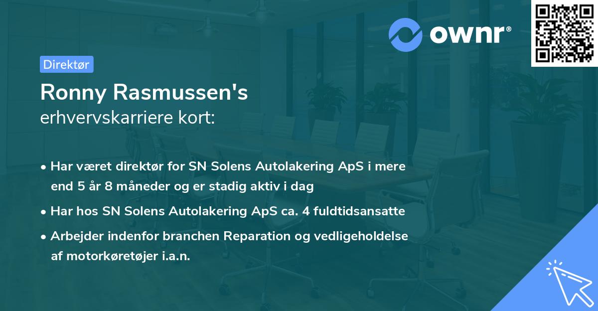 Ronny Rasmussen's erhvervskarriere kort