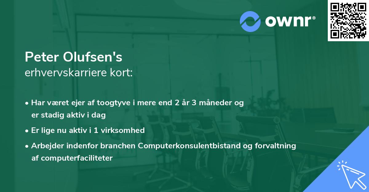 Peter Olufsen's erhvervskarriere kort