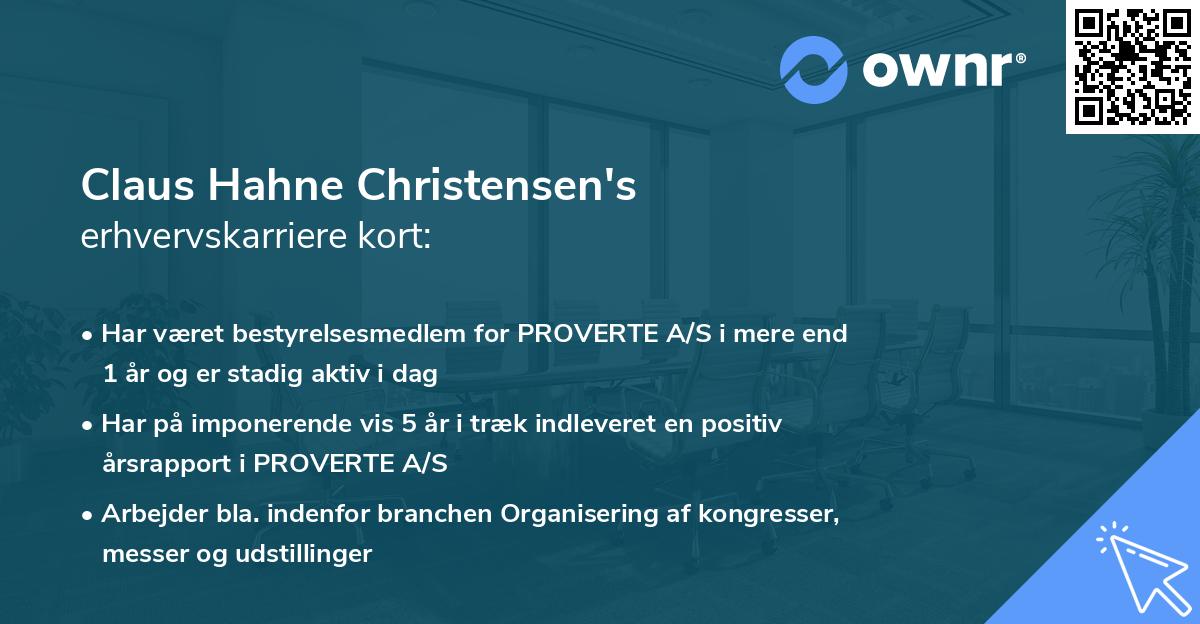 Claus Hahne Christensen's erhvervskarriere kort