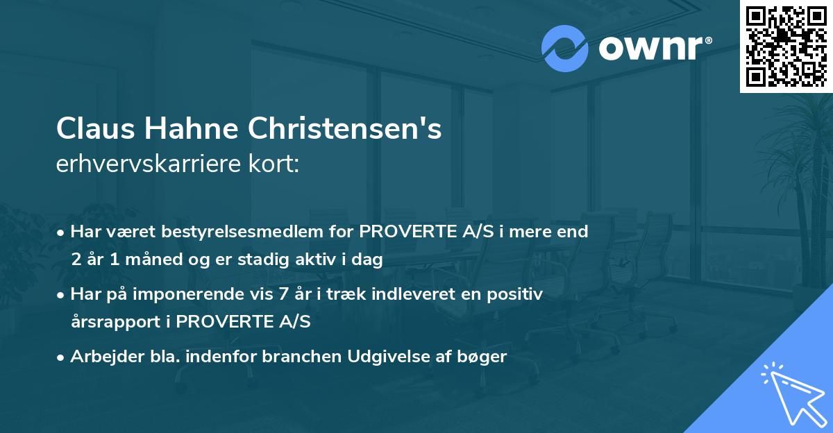 Claus Hahne Christensen's erhvervskarriere kort