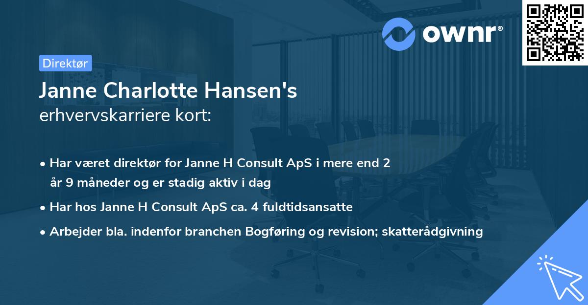 Janne Charlotte Hansen's erhvervskarriere kort