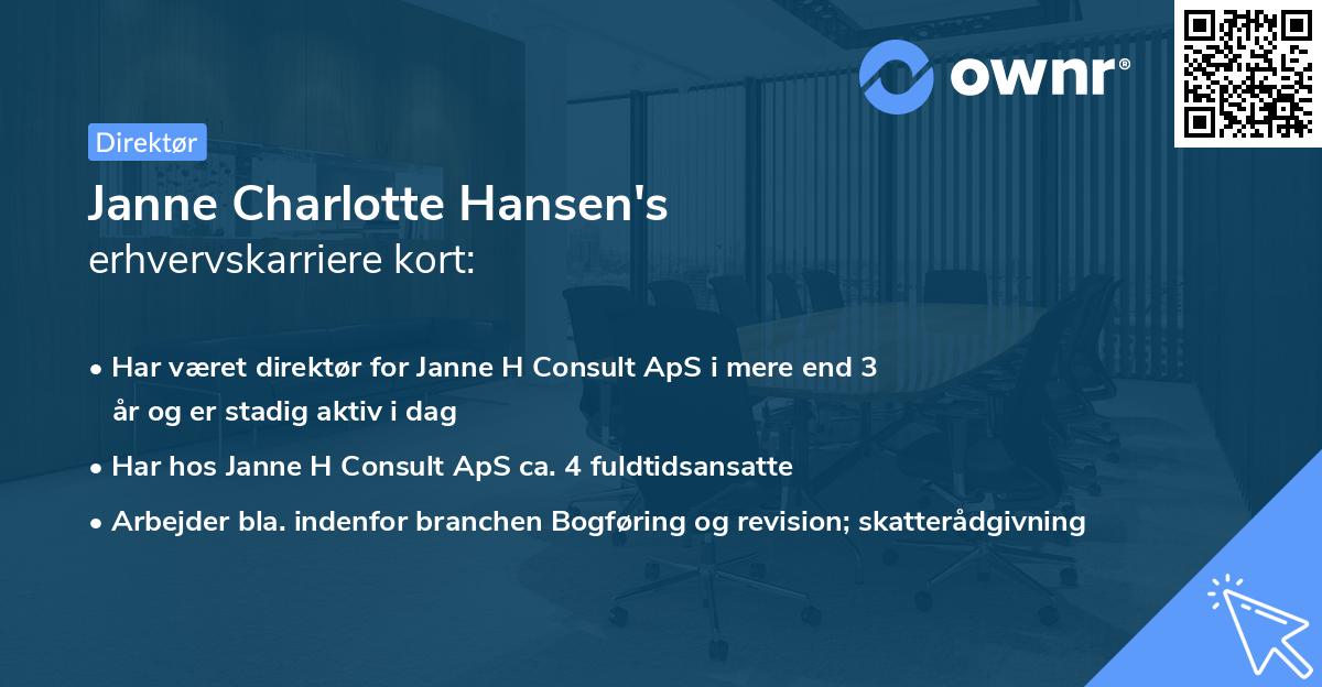 Janne Charlotte Hansen's erhvervskarriere kort